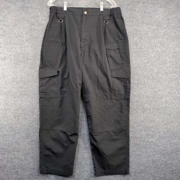 CQR Men's Cargo Pants Black Actual 35x29 Flat Front Multi-Pocket Polyester Blend - Picture 2 of 10